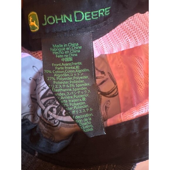 John Deere Pink & Black Mesh Trucker Hat Farm Country Ranch - Picture 5 of 5